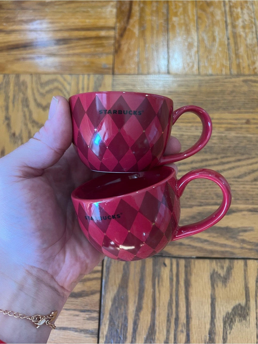 Starbucks Red Diamond Ceramic Espresso Cups - Pair